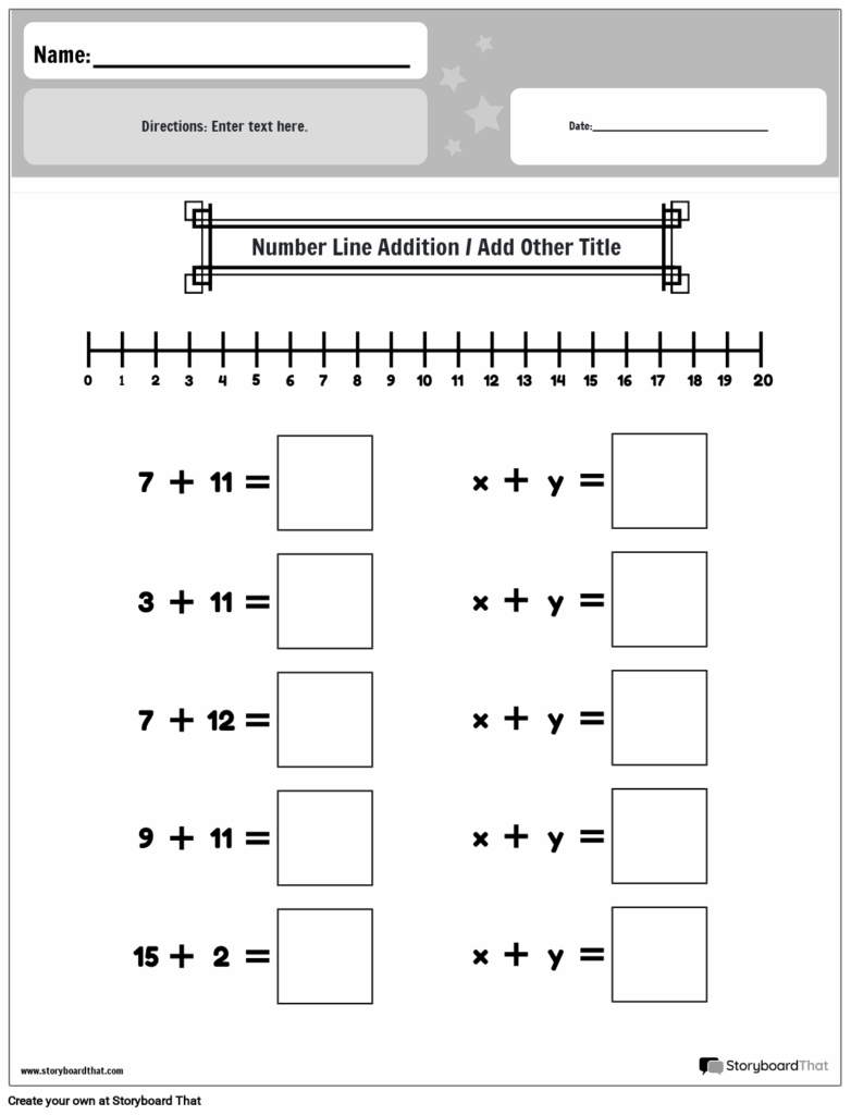 Free Math Number Line Worksheets Storyboard That
