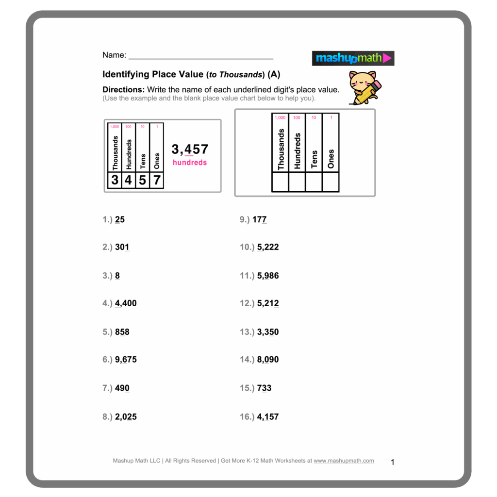 Free Place Value Worksheets Printable With Answers Mashup Math