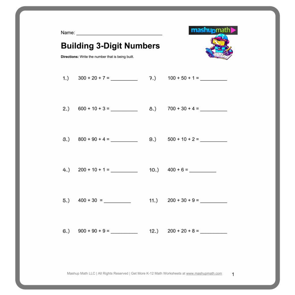 Free Place Value Worksheets Printable With Answers Mashup Math