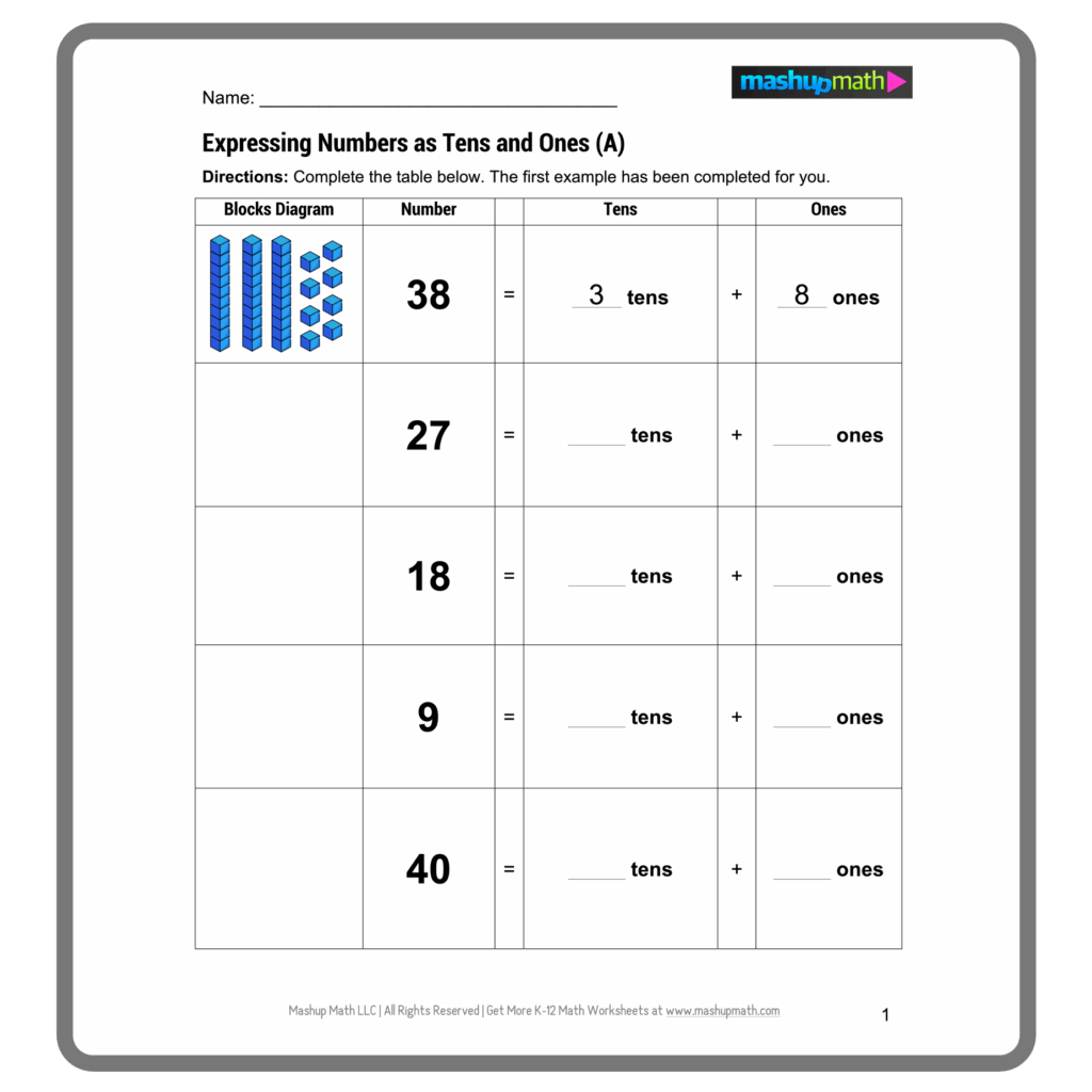 Free Place Value Worksheets Printable With Answers Mashup Math