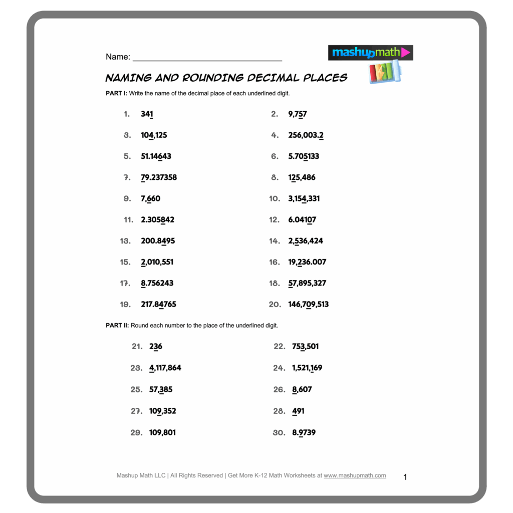 Free Place Value Worksheets Printable With Answers Mashup Math