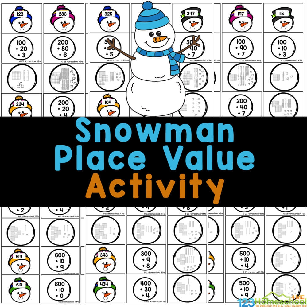  FREE Printable Place Value Snowman Math Activity