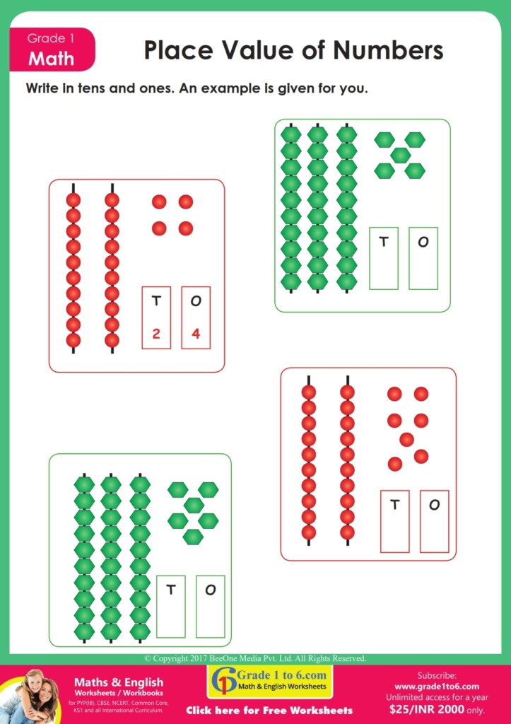 Grade 1 Place Value Workbook Teaching Resources