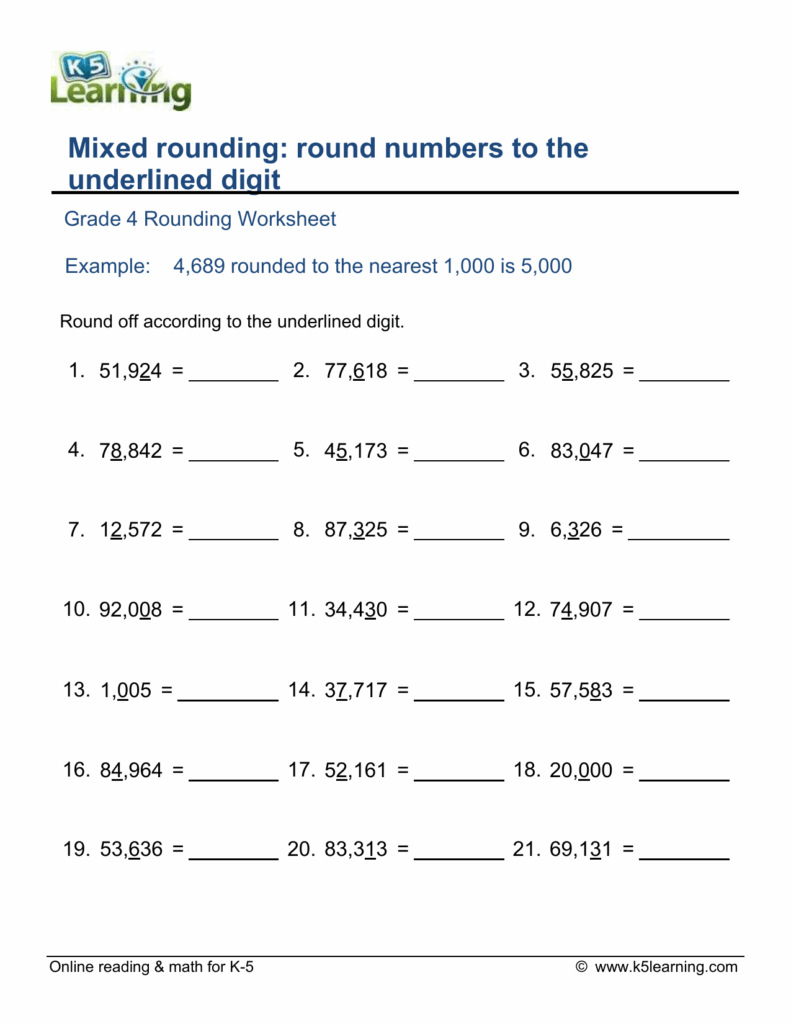 Grade 4 Rounding Worksheet Mixed Rounding Practice
