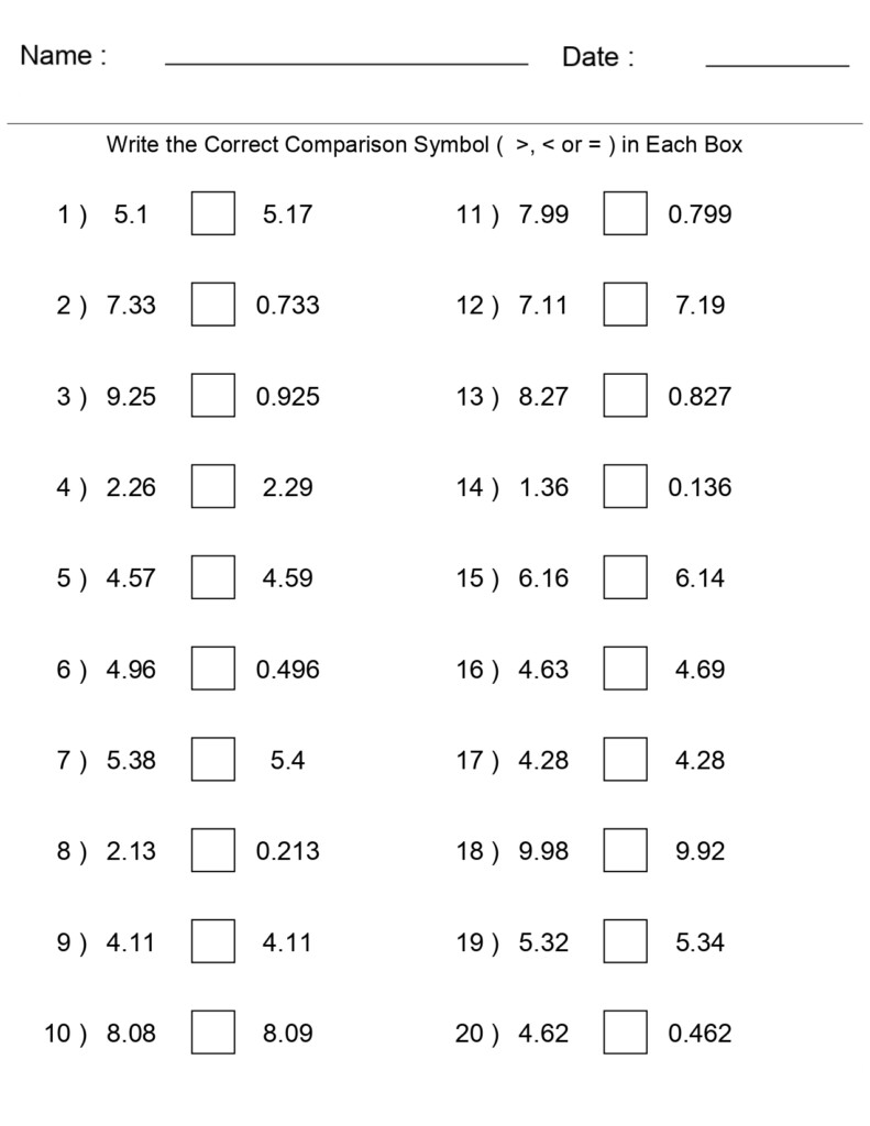Greater Than Less Than Comparing Decimal Numbers Worksheets Made By Teachers Greater Than Less Than Comparing Decimal Numbers Worksheets Made By Teachers