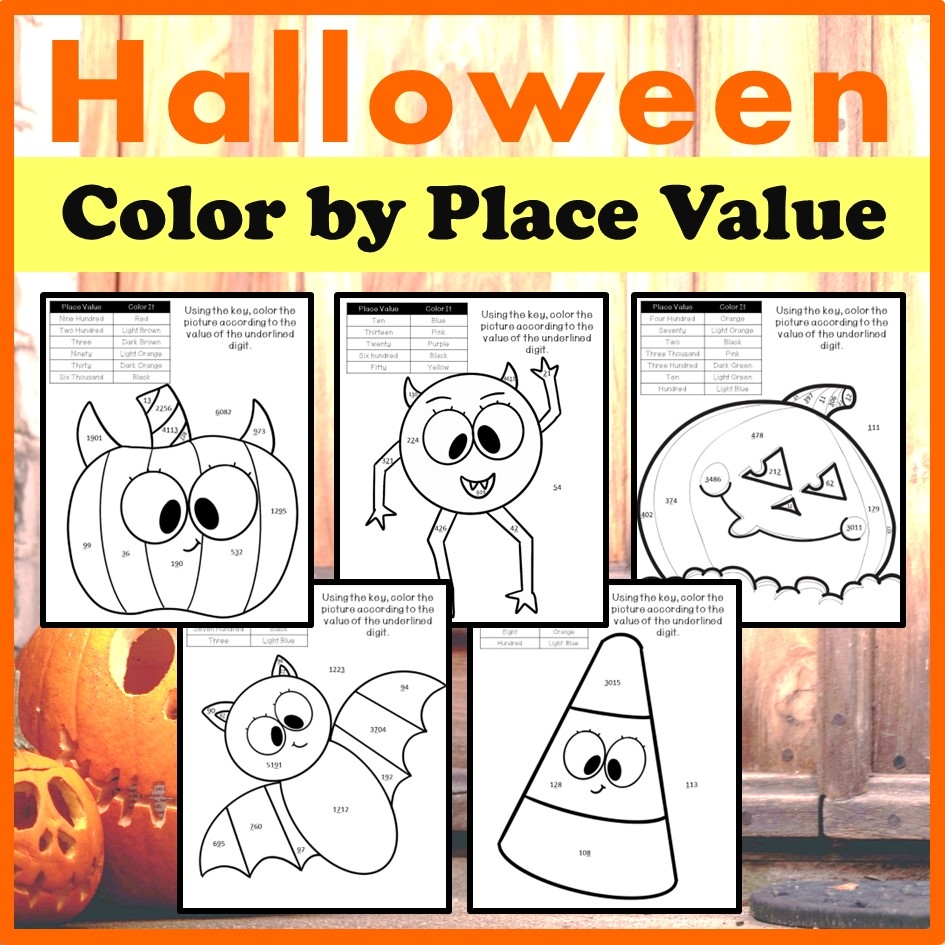 Halloween Color By Number Place Value Pictures Made By Teachers