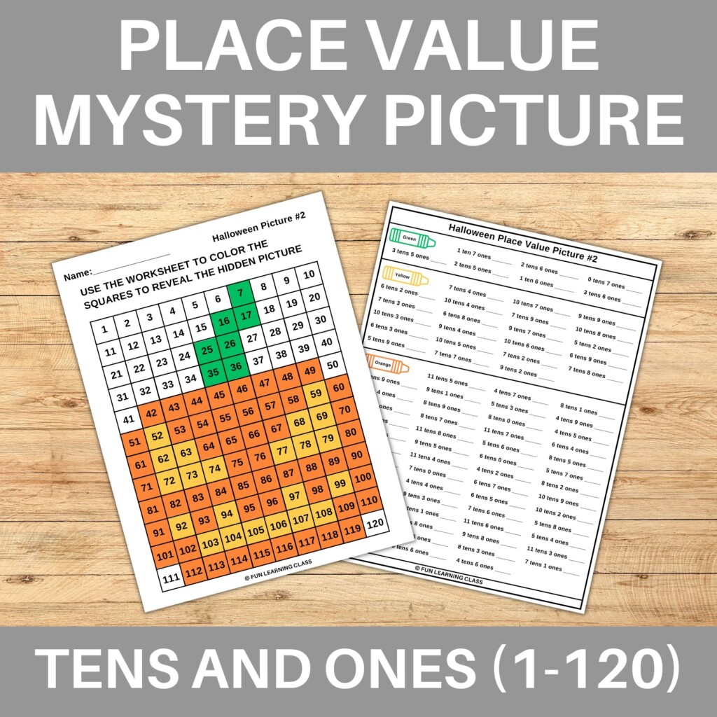 Halloween Jack O Lantern Tens And Ones Place Value 120 Chart Mystery Picture Made By Teachers