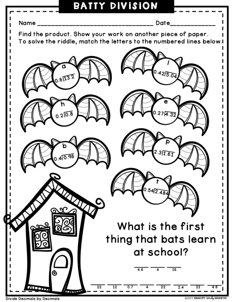 Halloween Math Riddles Decimals Classful