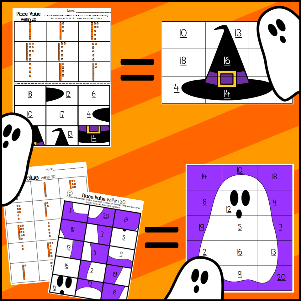 Halloween Place Value Mystery Pictures Tens And Ones Within 20 100 Made By Teachers