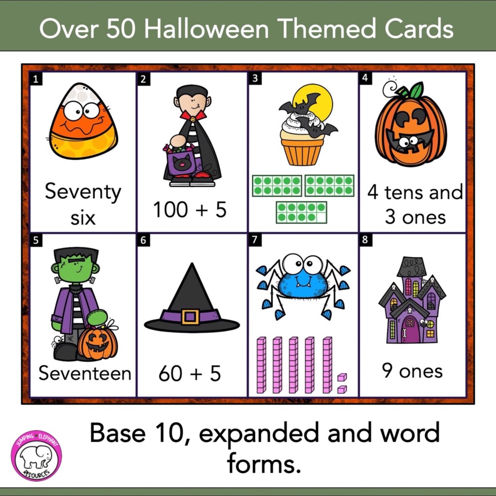 Halloween Place Value War Math Game 0 To 120 Base 10 Expanded And Word Forms Made By Teachers