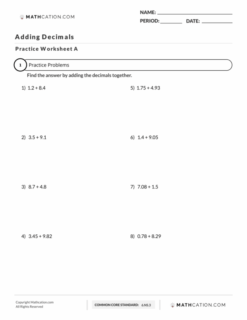 How To Add Decimals Examples Worksheet And Definition