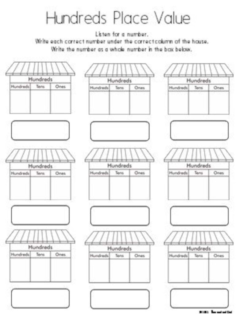 Hundreds Place Value Blank Worksheet Template Etsy