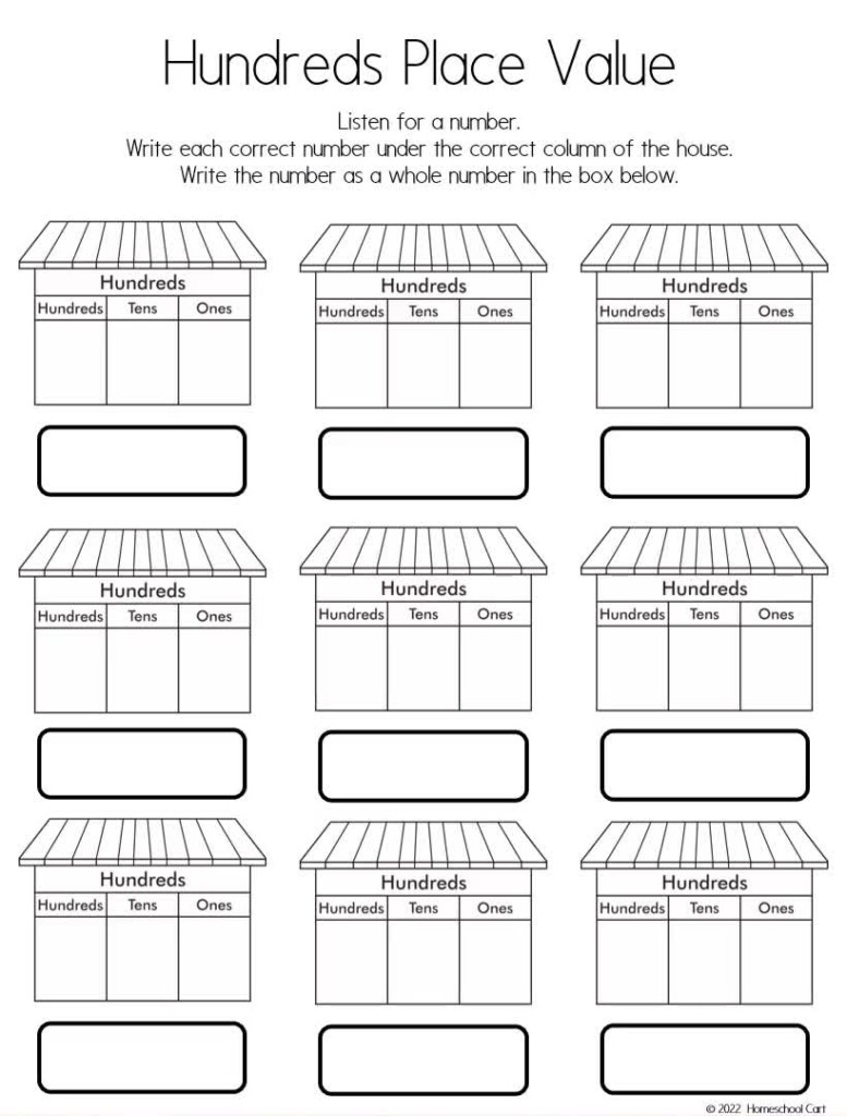 Hundreds Place Value Blank Worksheet Template Etsy