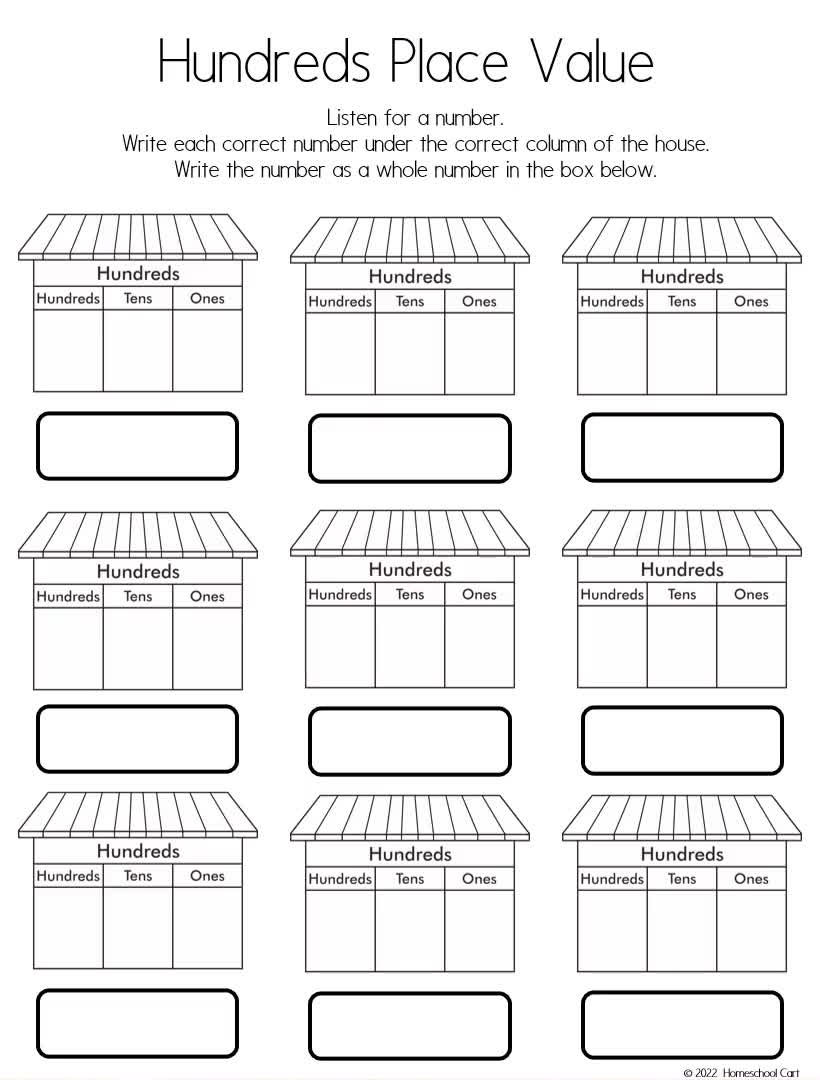 Hundreds Place Value Blank Worksheet Template Etsy