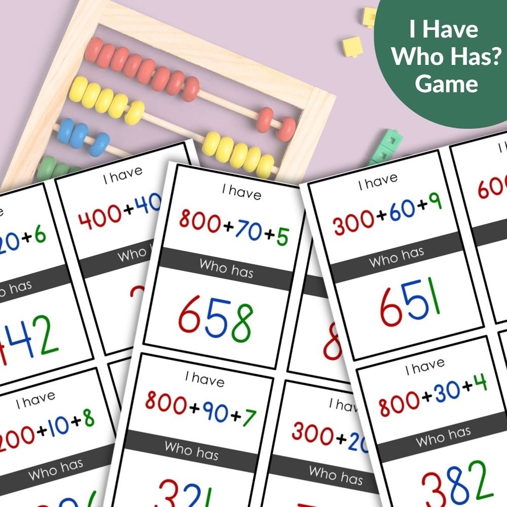 I Have Who Has Math Game Place Value 3 Digits
