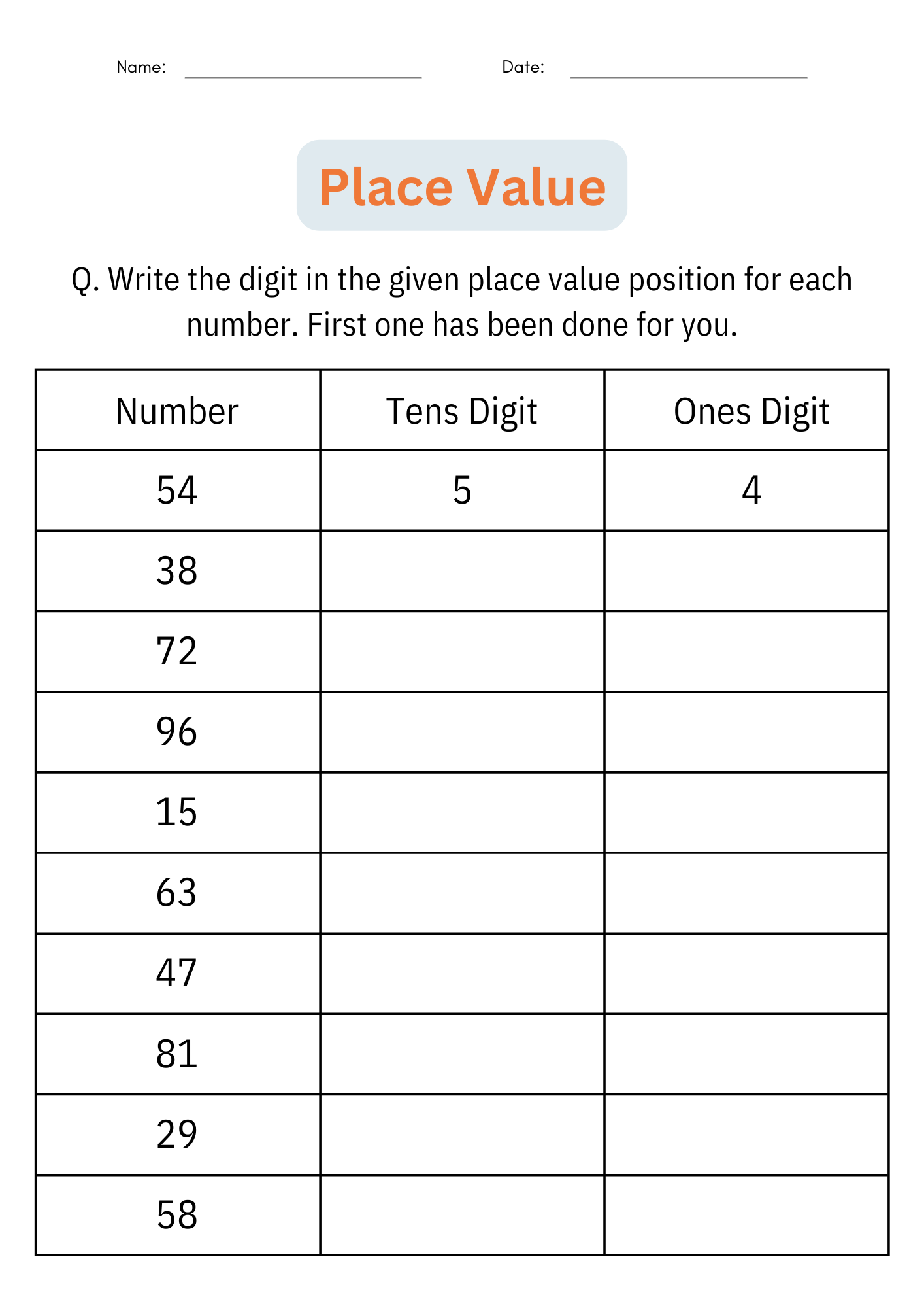 Identifying Place Value Number Math Activities Worksheets For 1st 2nd Grade Made By Teachers