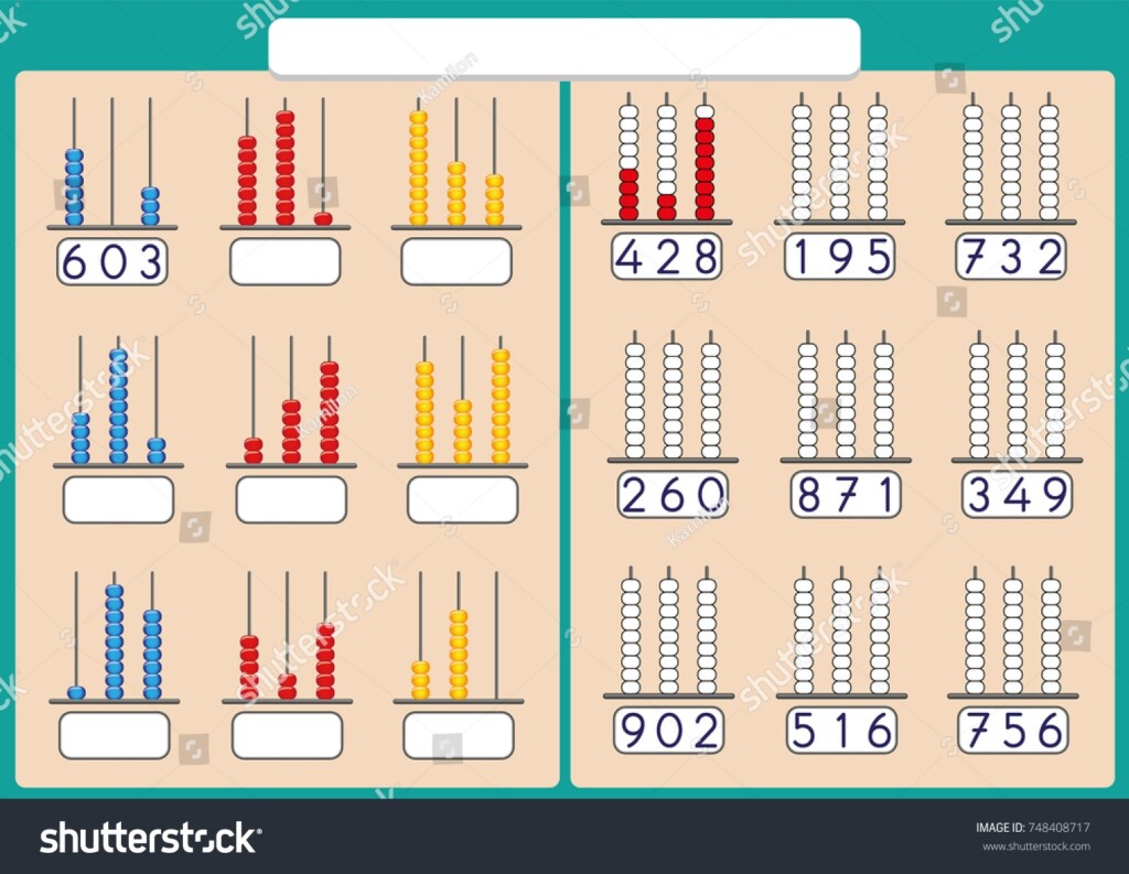 Kids Learn Numbers Abacus Math Worksheet Stock Vector Royalty Free 748408717 Shutterstock