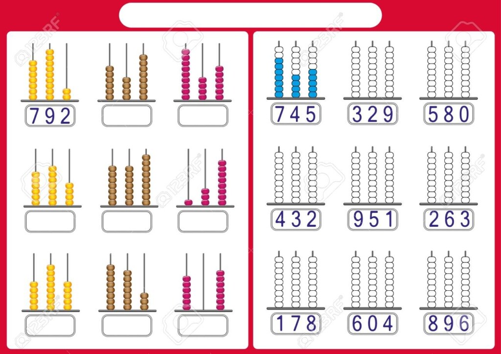 Kids Learn Numbers With Abacus Math Worksheet For Children Royalty Free SVG Cliparts Vectors And Stock Illustration Image 124213311 