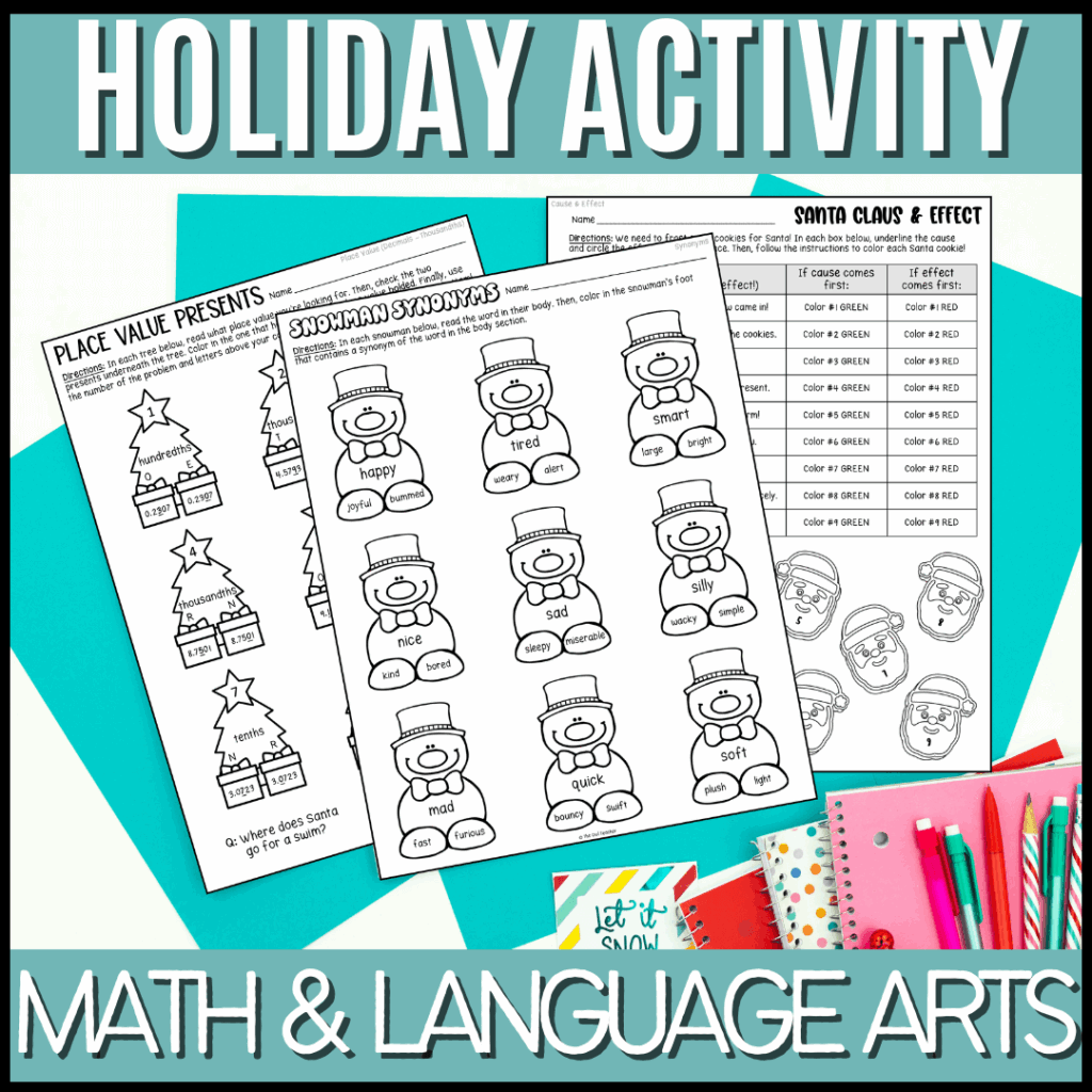 Math And Language Arts Holiday Christmas Practice Worksheets And Activities The Owl Teacher