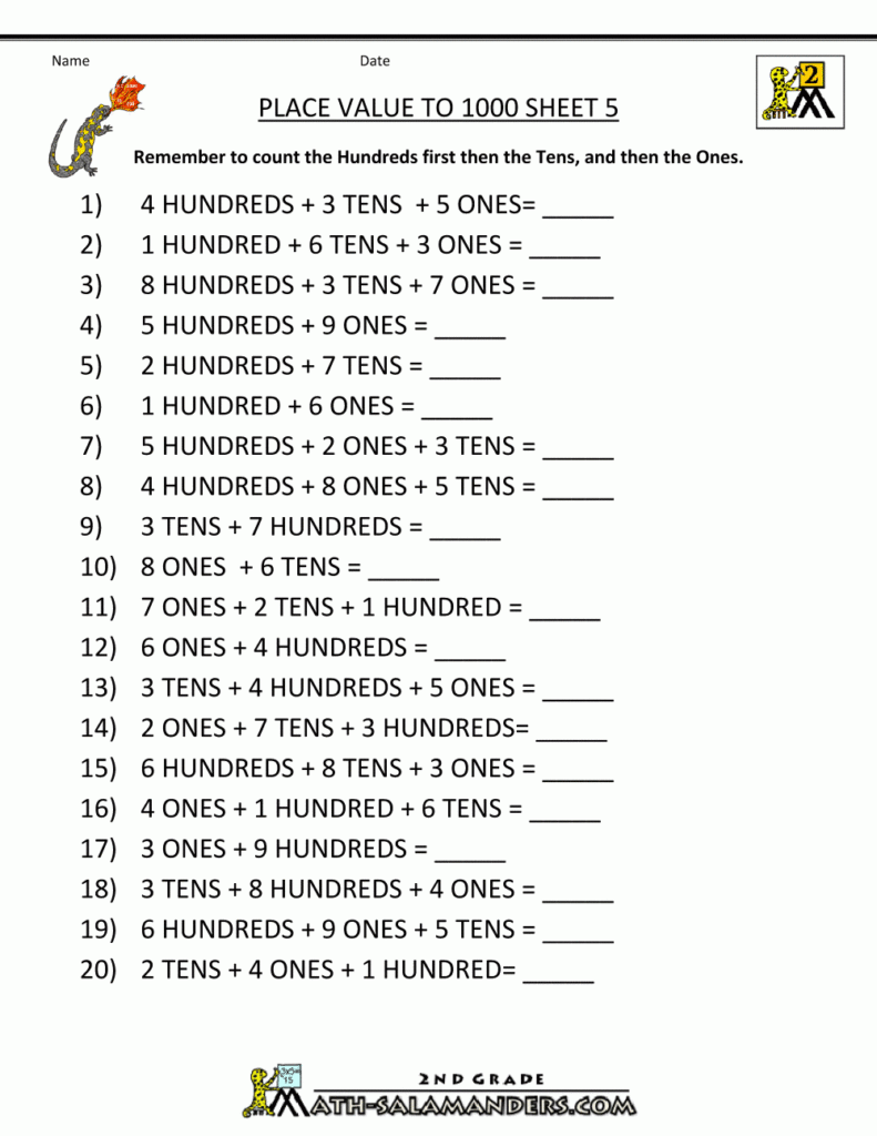 Math Place Value Worksheets To Hundreds Math Place Value Worksheets To Hundreds