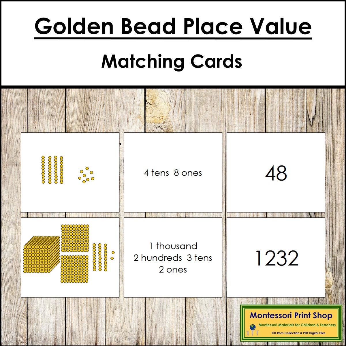 Montessori Golden Beads Place Value Cards Primary Math digital Download Etsy