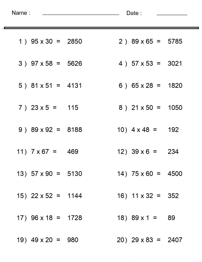 Multiplication Worksheets Multiple Digit Multiplication Worksheets Made By Teachers