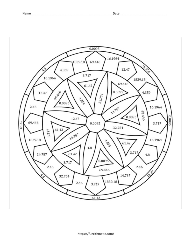 Multiplying Decimals Color By Number Funrithmetic