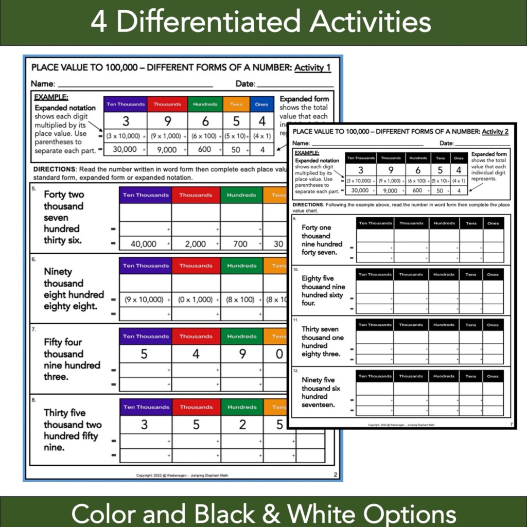 Number Forms And Place Value Worksheets 4 NBT A 2 Expanded Word And Standard Made By Teachers