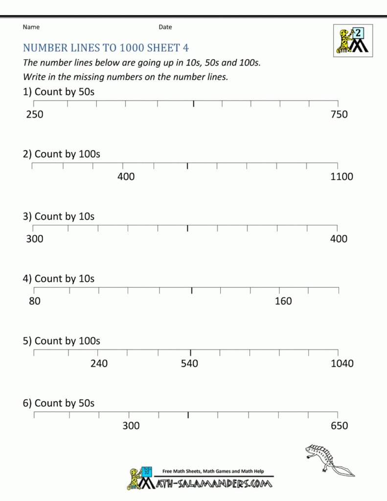 Number Line Worksheets Up To 1000