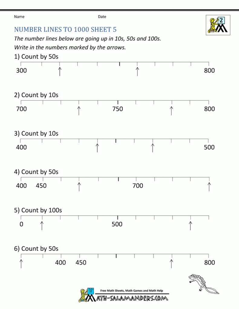 Number Line Worksheets Up To 1000