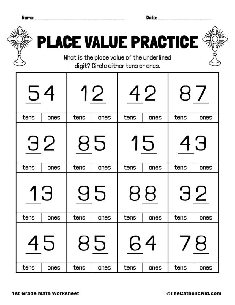 Number Place Values 1st Grade Math Worksheet Catholic TheCatholicKid