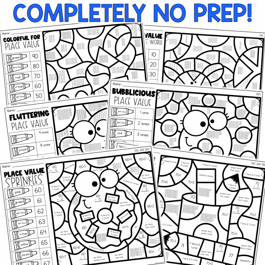 Place Value Color By Code Worksheets And Printables Missing Tooth Grins