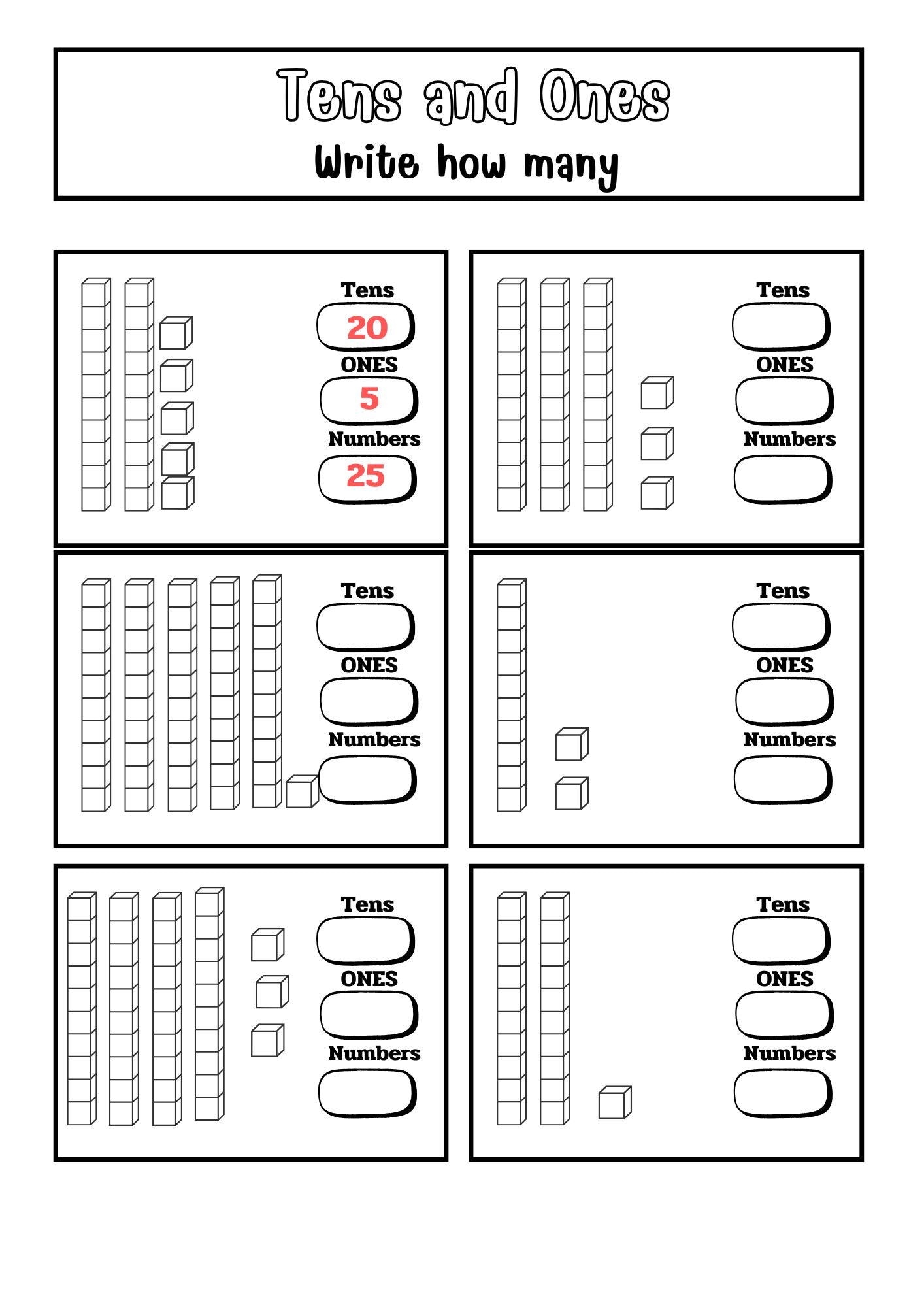 Place Value Math Worksheets For Grade 1 2 printable Activities Tens And Ones Expanded Form Base Ten PDF Digital Download Etsy