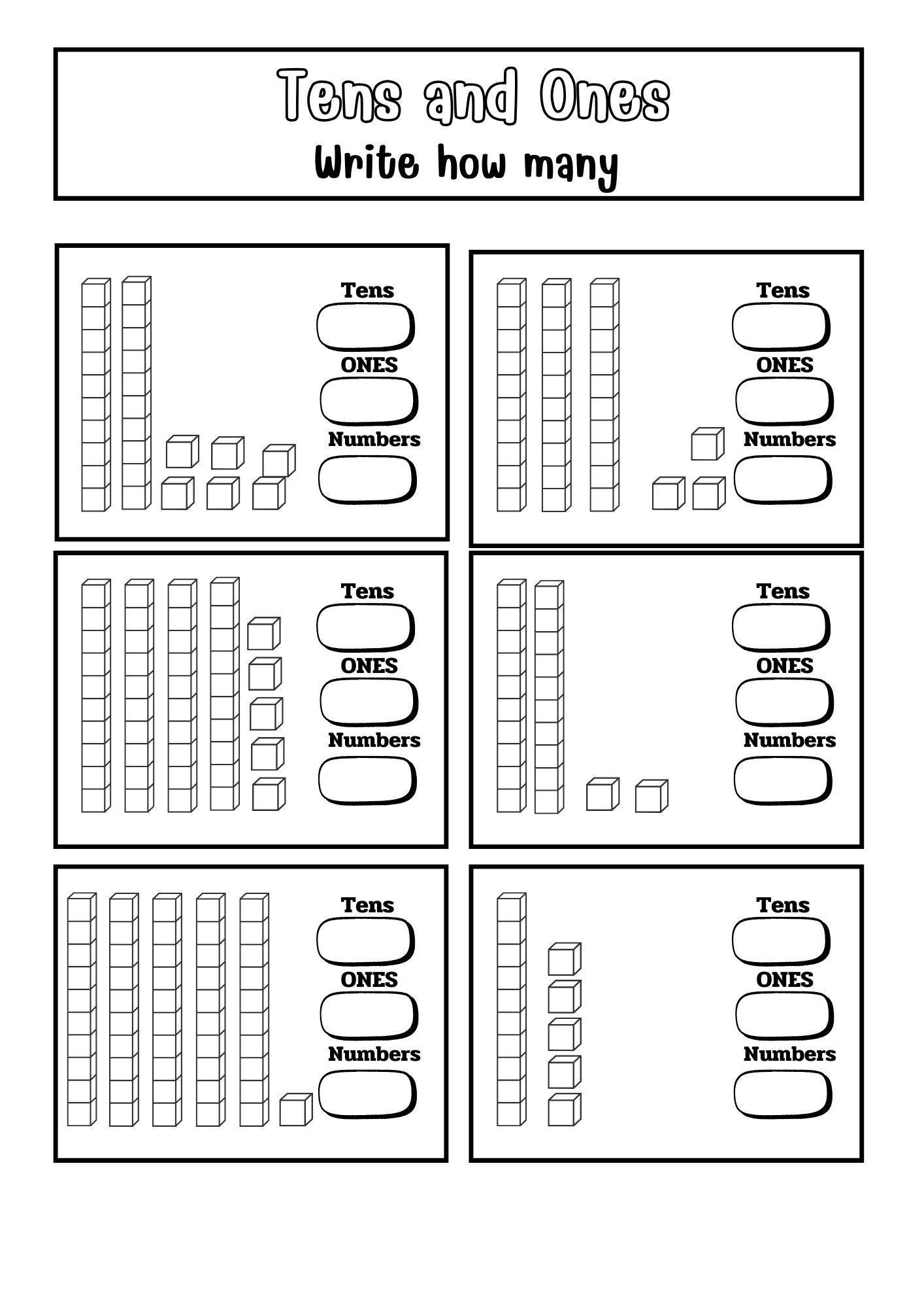 Place Value Math Worksheets For Grade 1 2 printable Activities Tens And Ones Expanded Form Base Ten PDF Digital Download Etsy