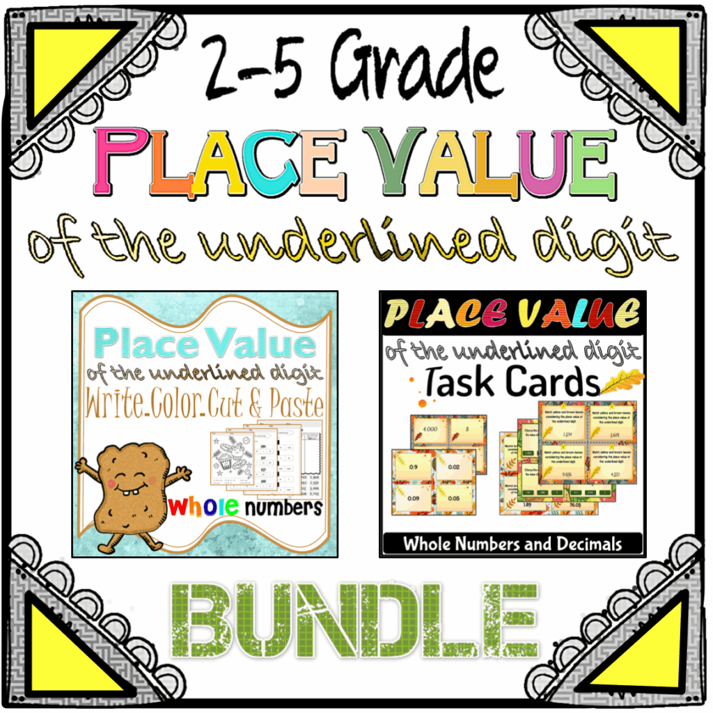 Place Value Of The Underlined Digit Worksheets Task Cards Whole Number Decimal Made By Teachers