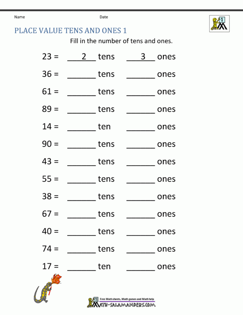 Place Value Ones And Tens Worksheet