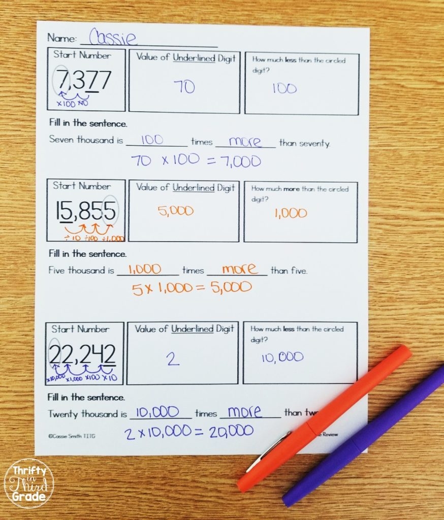 Place Value Review For Incoming Fifth Graders Thrifty In Third Grade