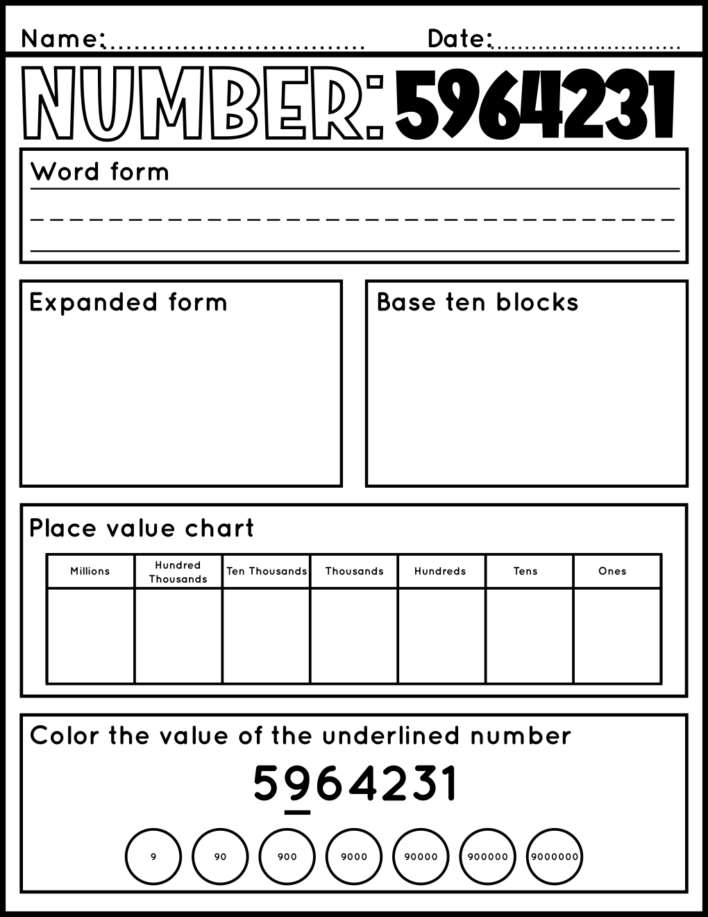 Place Value To Millions Worksheets KS2 Maths Activities For Years 4 6 Teaching Resources