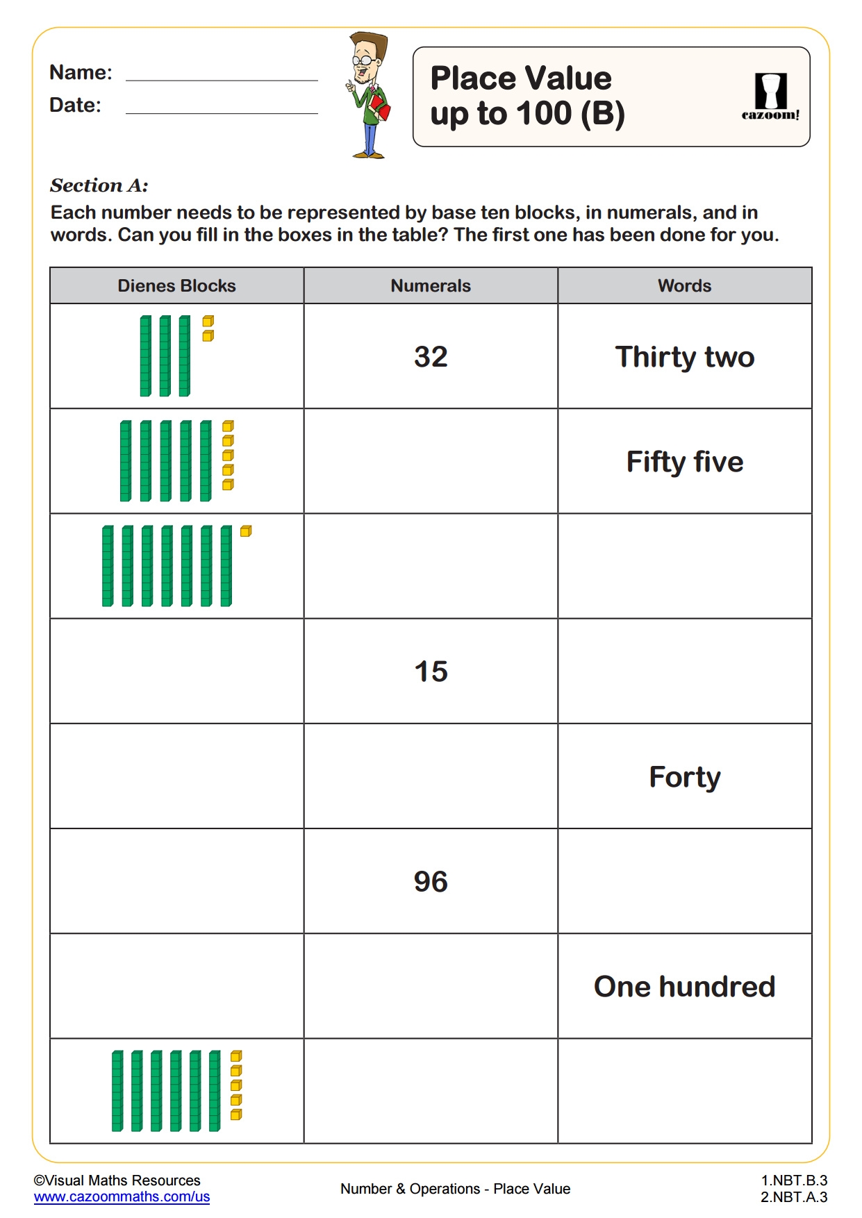 Place Value Up To 100 B Fun And Engaging 1st Grade PDF Worksheets Cazoom Math