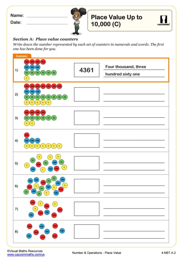Place Value Word Form To Standard Form A Worksheet PDF Printable Number Operations Worksheet Cazoom Math