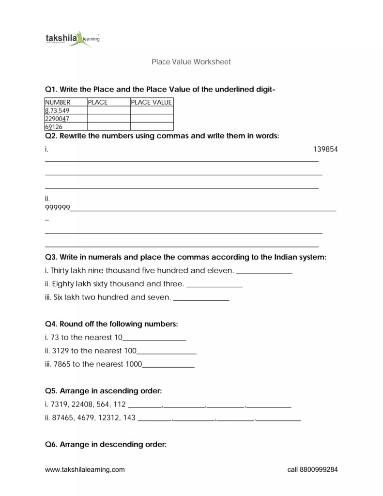 Place Value Worksheet For Grade 5 PDF Place Value Worksheet For Grade 5 PDF
