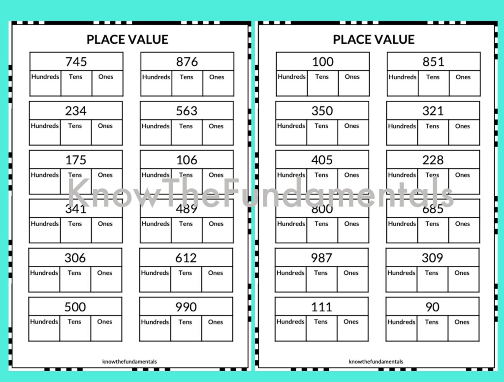 Place Value Worksheet Place Value Chart Poster Mat Expanded Form Standard Form Word Form Maths Practice Sheets For Grade 1 Grade 2 Etsy