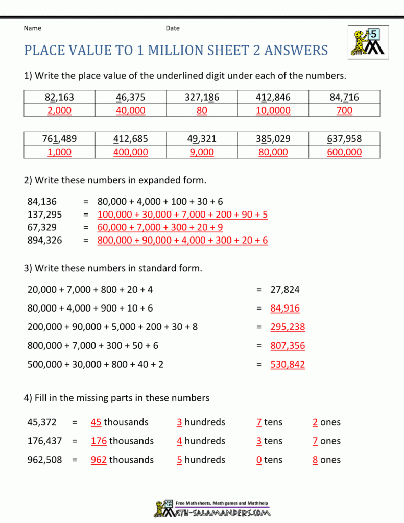 Place Value Worksheet Up To 10 Million In 2025 Place Value Worksheets Place Values Free