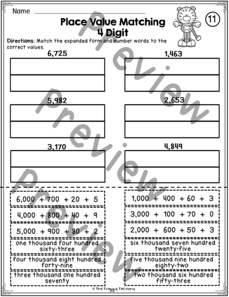 Place Value Worksheets 4 Digit Place Value Classful