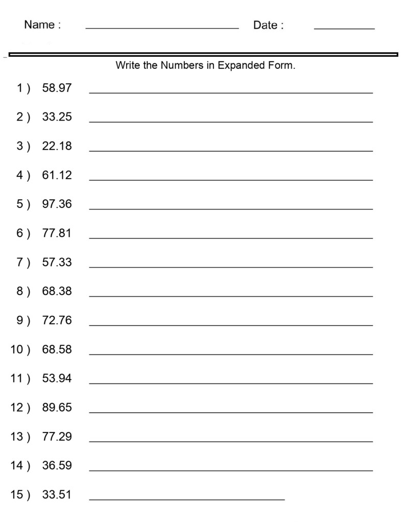 Place Value Worksheets Expanded Form With Decimals Worksheets 2 Digits Tens Made By Teachers