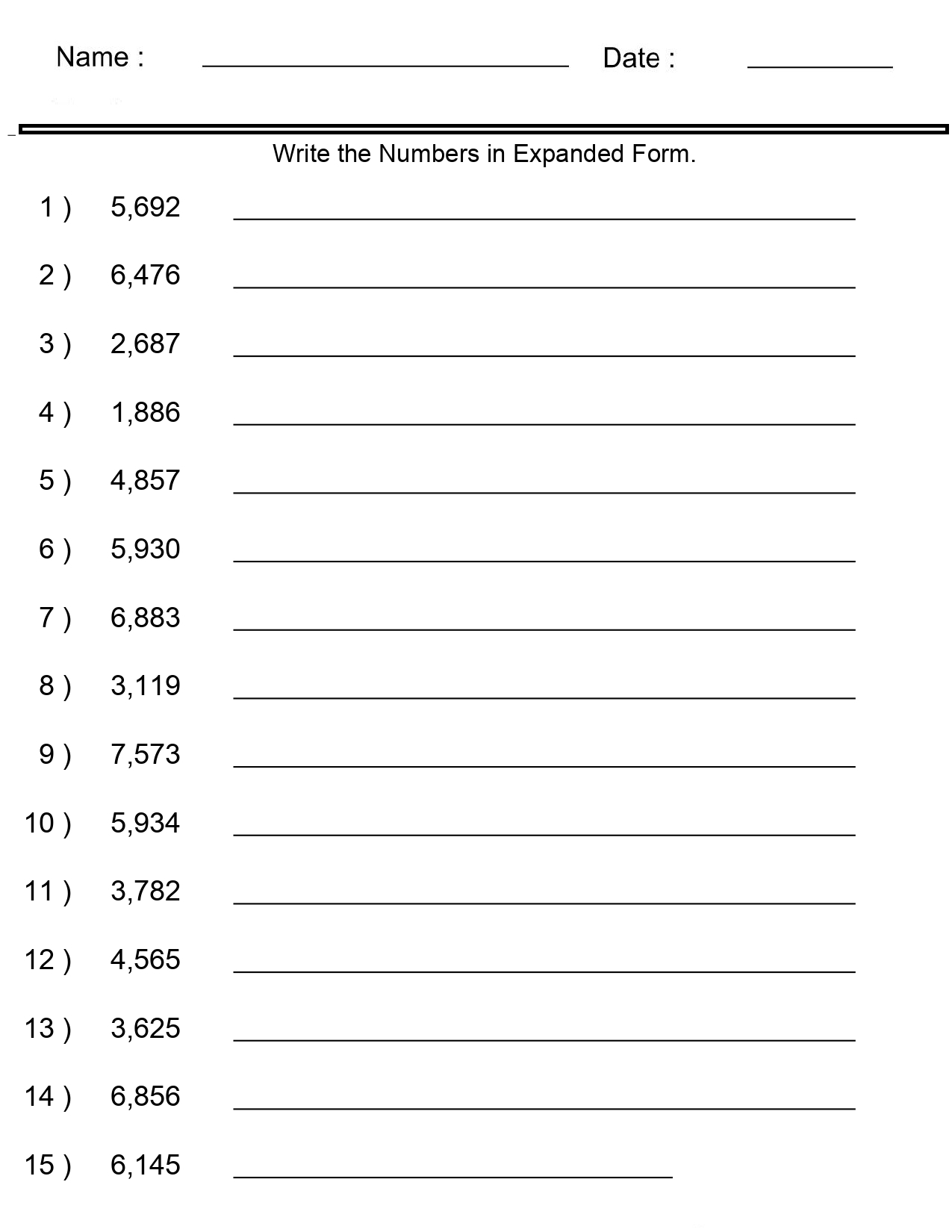 Place Value Worksheets Expanded Form With Integers 4 Digits 5 Digits Made By Teachers