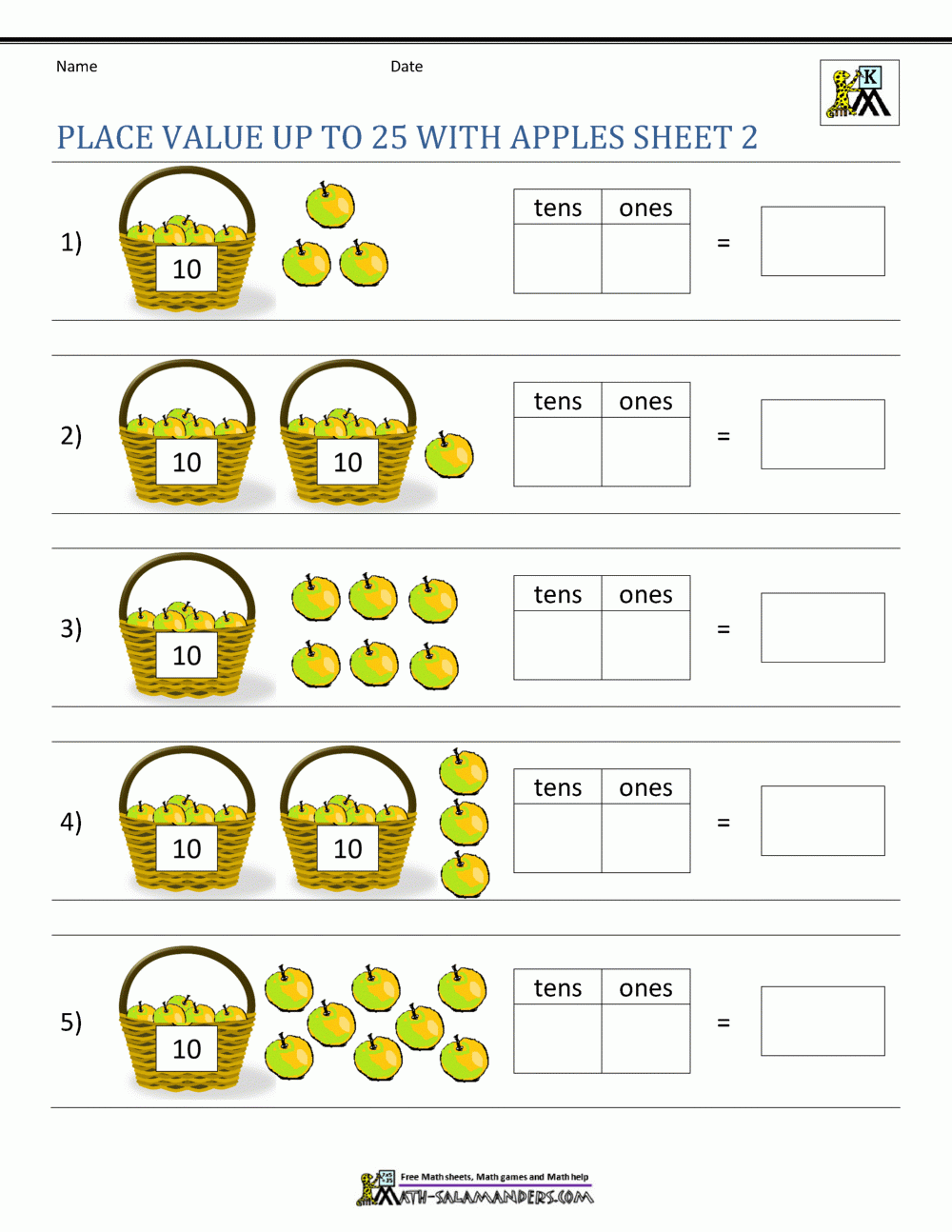 Place Value Worksheets For Kindergarten