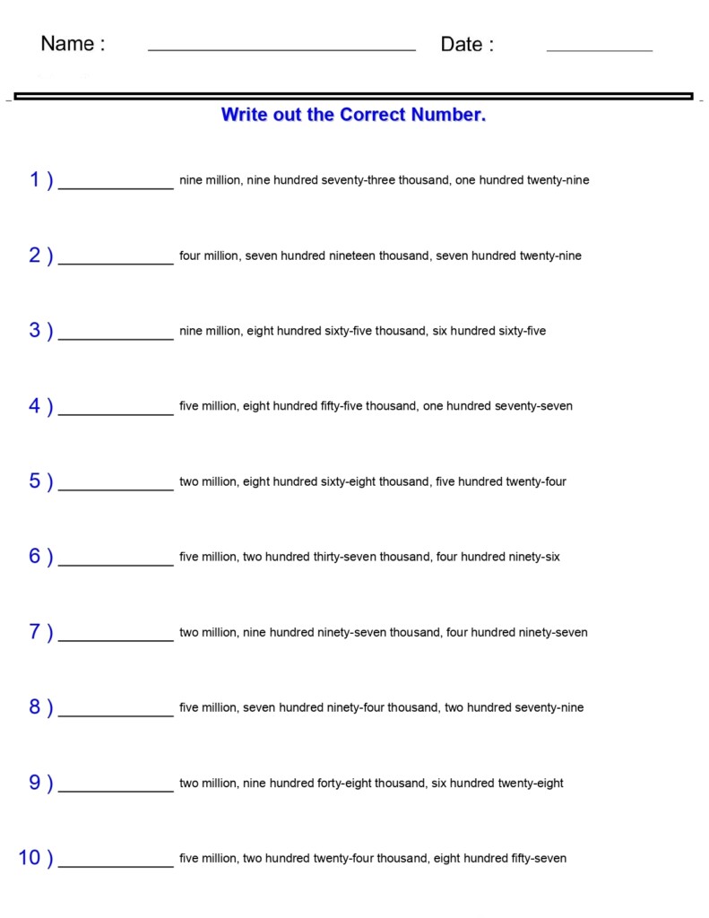 Place Value Worksheets Numbers In The Billions For Word Names 7 Digits 8 Digits Made By Teachers