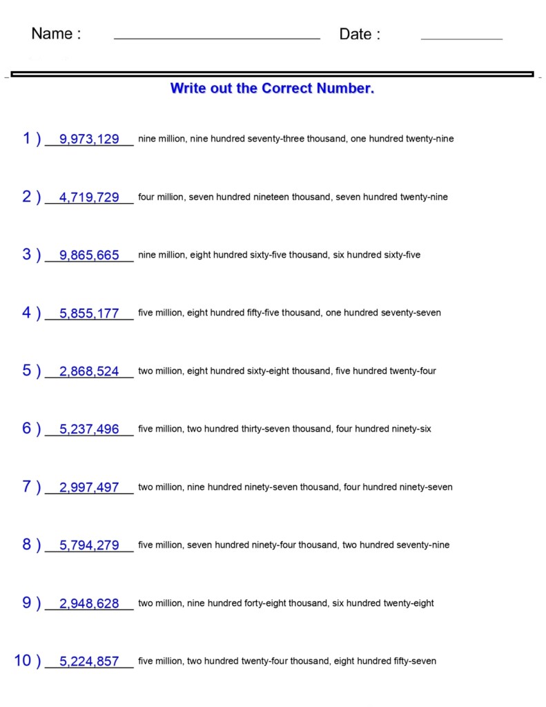 Place Value Worksheets Numbers In The Billions For Word Names 7 Digits 8 Digits Made By Teachers