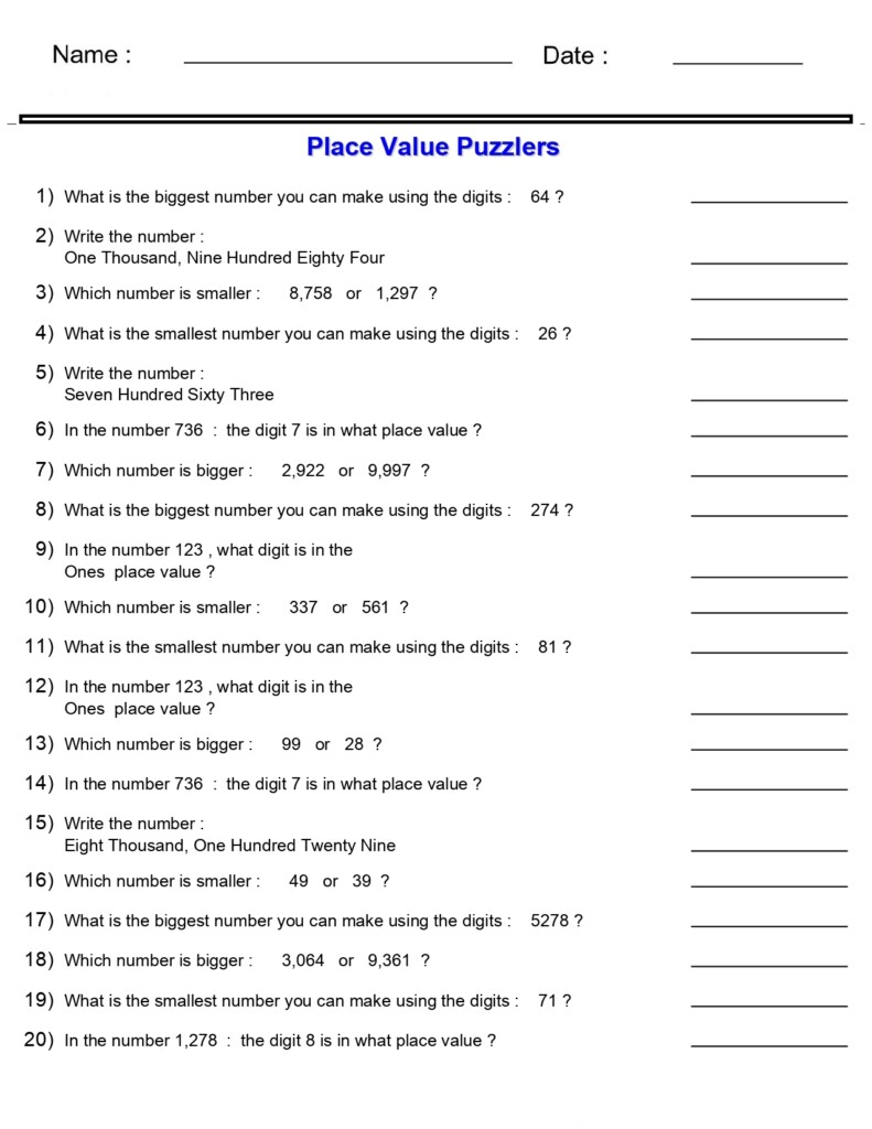 Place Value Worksheets Place Value Puzzlers Worksheets Made By Teachers